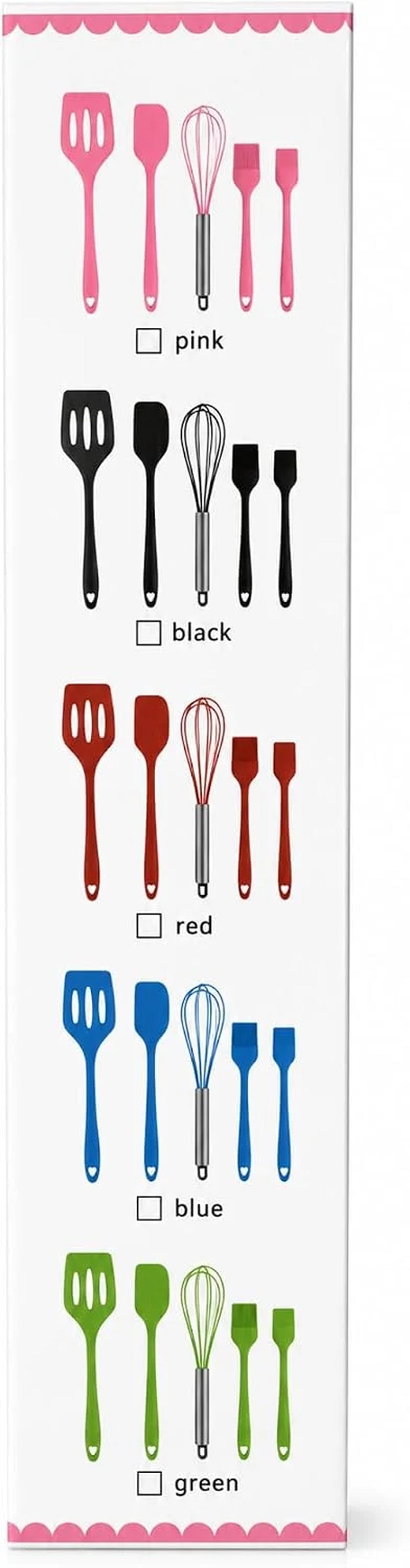 5-Piece Silicone Kitchen Utensil Set — Spatula, Turner, Whisk & Brush
