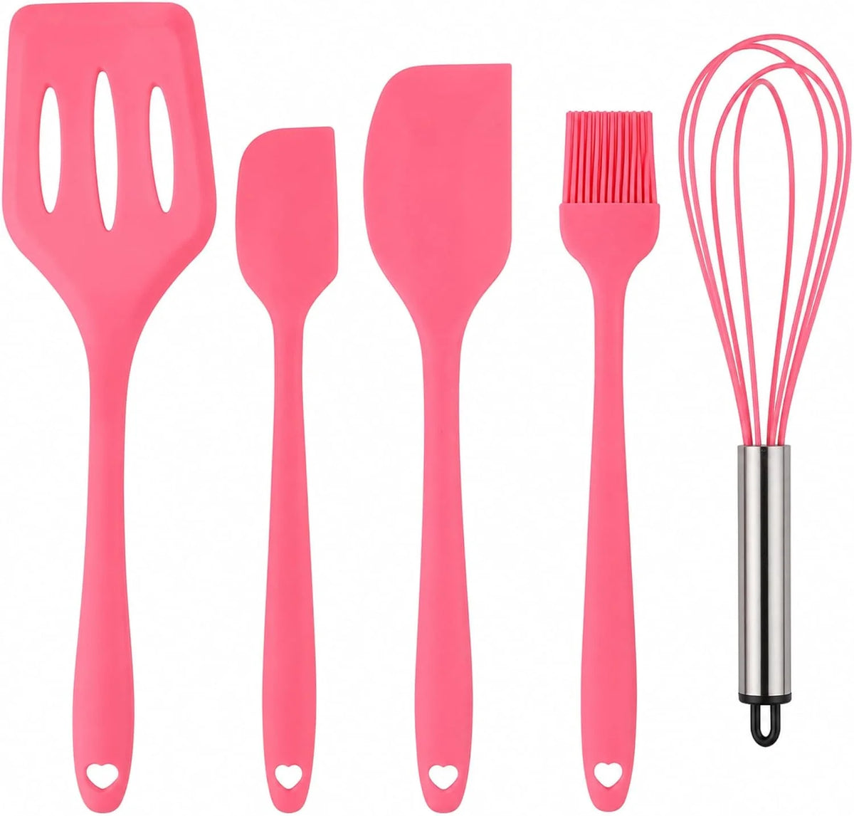 5-Piece Silicone Kitchen Utensil Set — Spatula, Turner, Whisk & Brush