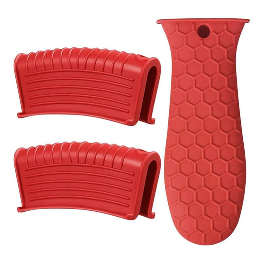 1 Set of 3Pcs,Silicone Hot Handle Holder, Heat Resistant Potholder Cookware Handle Cast Iron Skillets Handles Grip Covers for Cast Iron Skillet