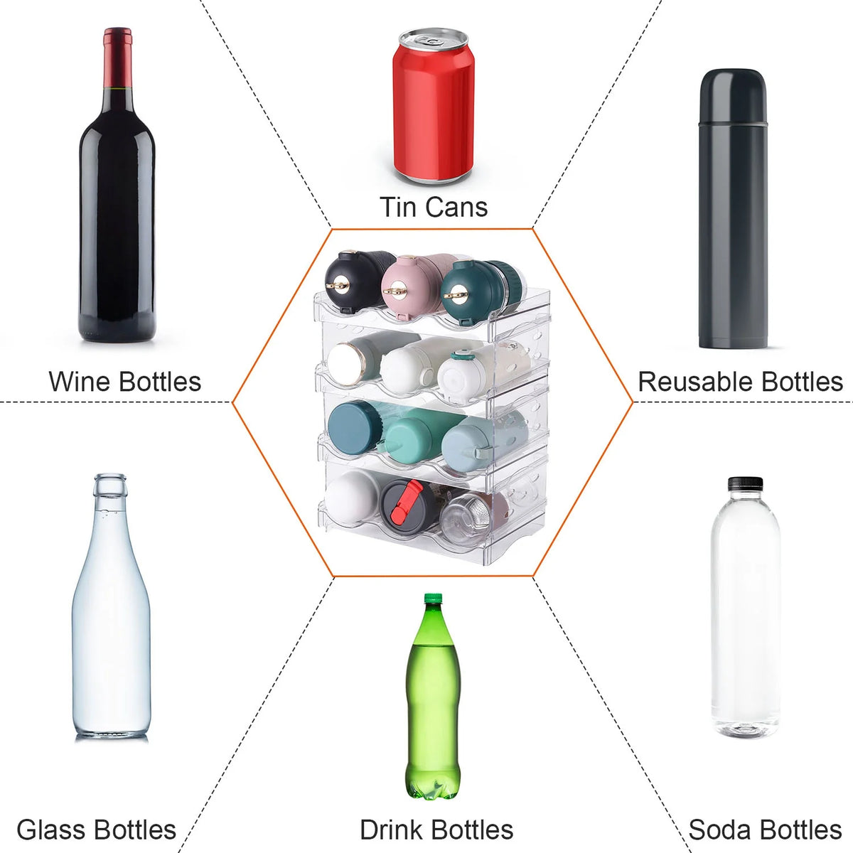 4-tier stackable clear bottle organizer