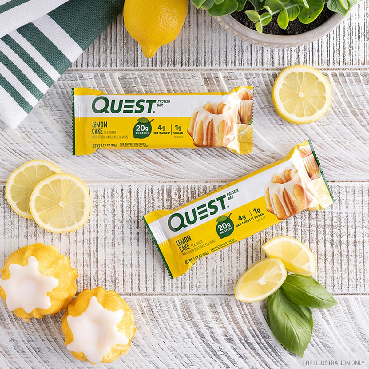Quest Nutrition Lemon Cake Protein Bars, High Protein, Low Carb, Gluten Free, Keto Friendly, 4 Count