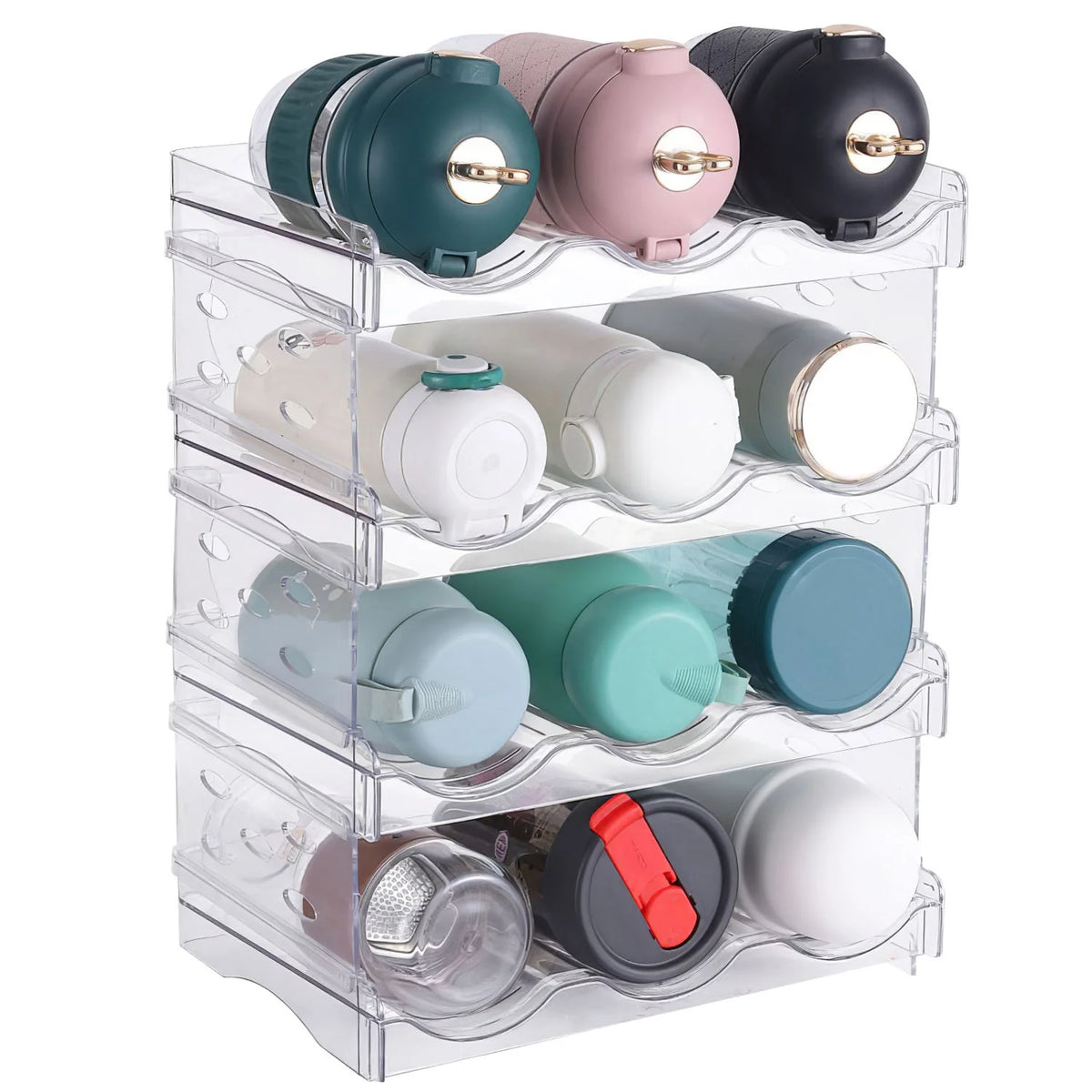 4-tier stackable clear bottle organizer