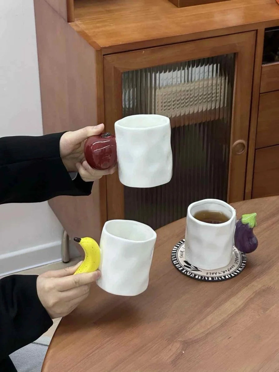 Handmade Cute Fruit Ceramic Coffee Mug, Whimsical Espresso Cups