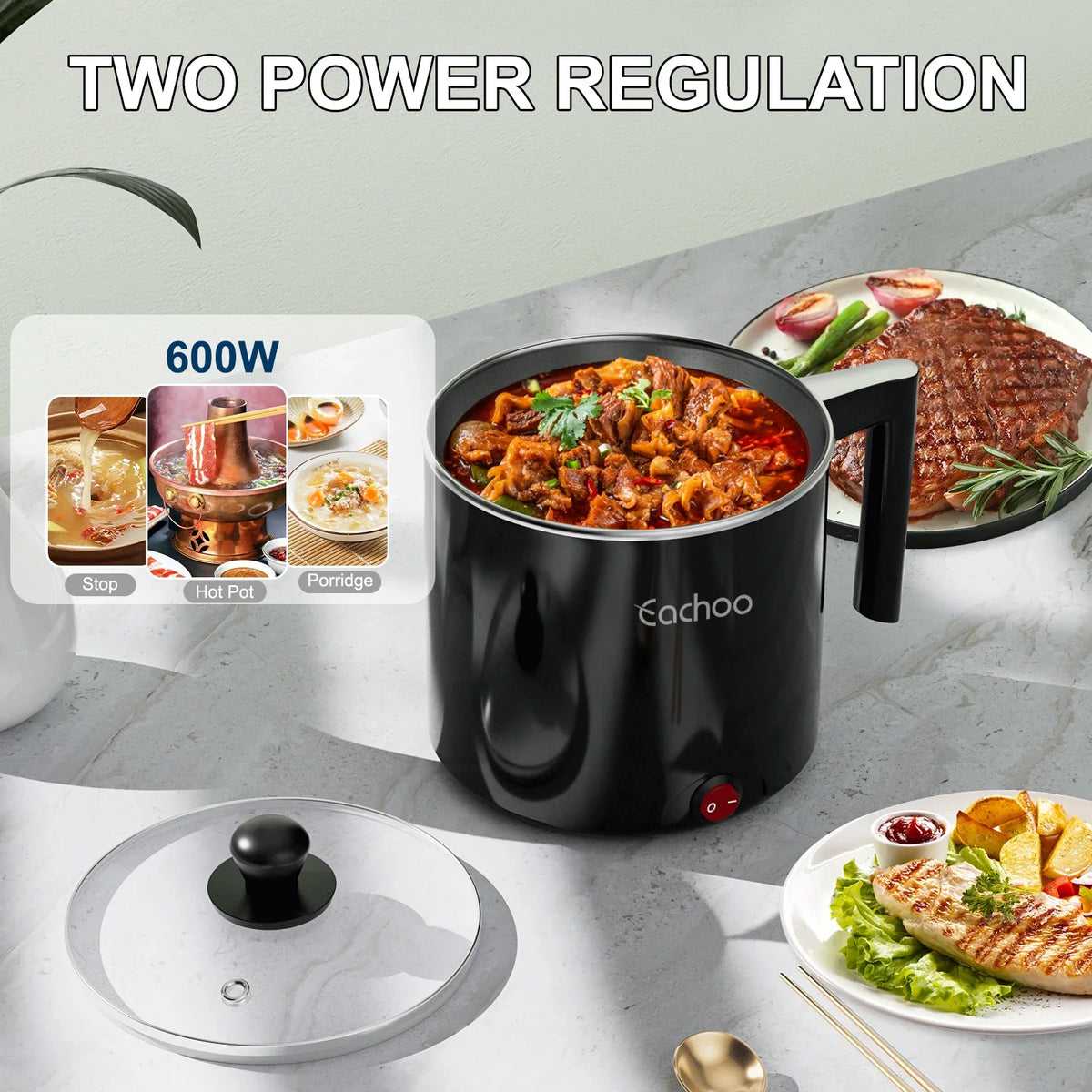 Hot Pot Electric, 1.5L Non-Stick Saucepan, Versatile Electric Cooker for Noodles, Steaks, Eggs & Pasta, Quick-Cook Option