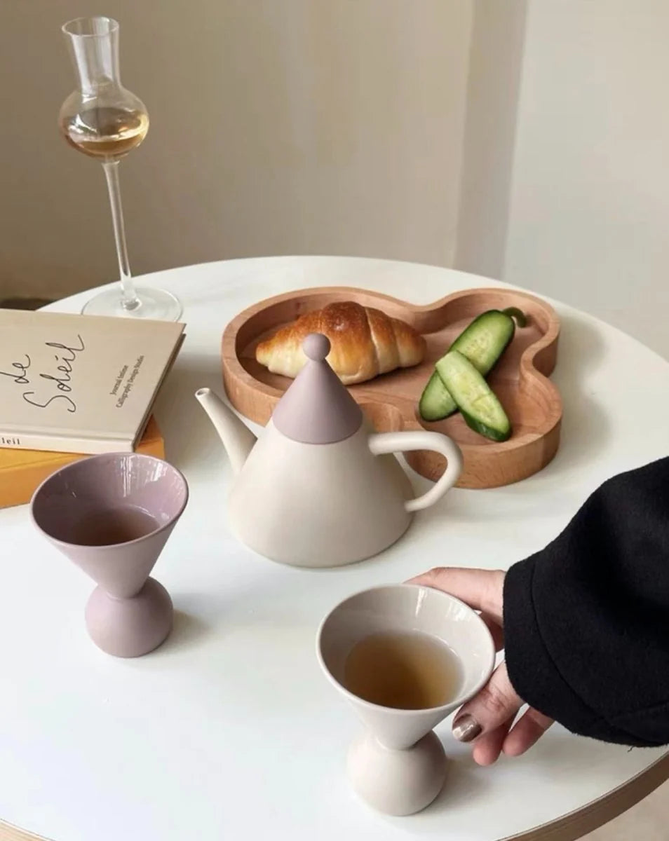 Morandi Ceramic Tea Set Gift Box - Nordic Handmade Cute Teapot & Tea Cups Set of 3 Pcs ( $26.6 Each )