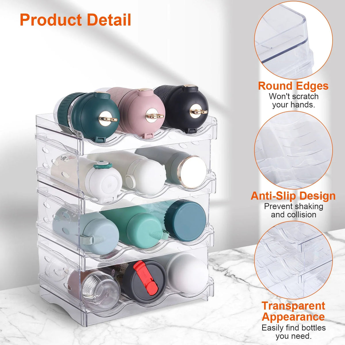 4-tier stackable clear bottle organizer