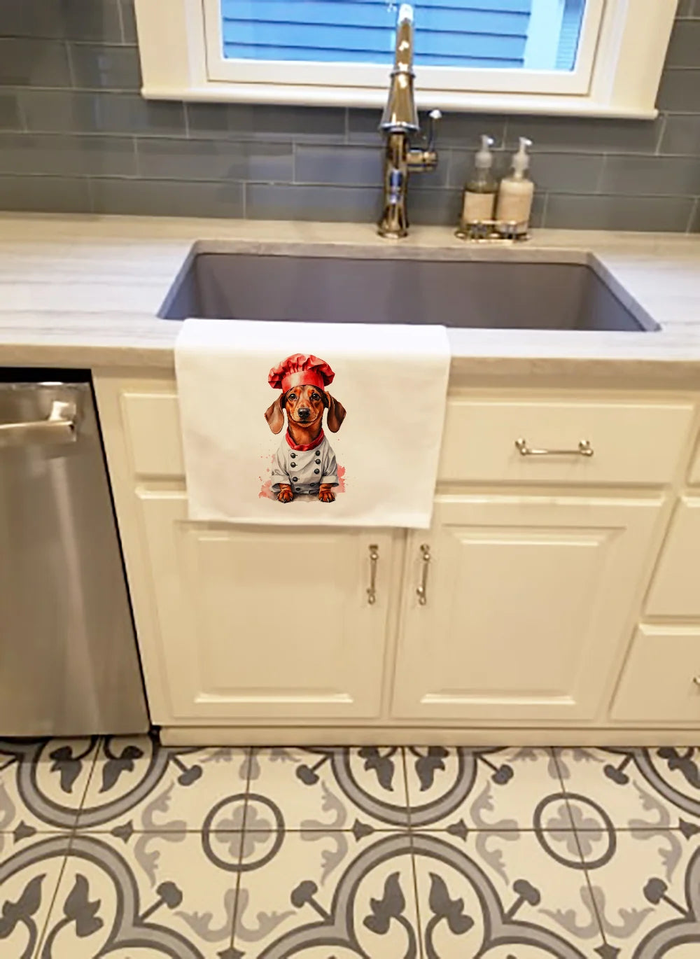 Dachshund chef kitchen towel set of 2