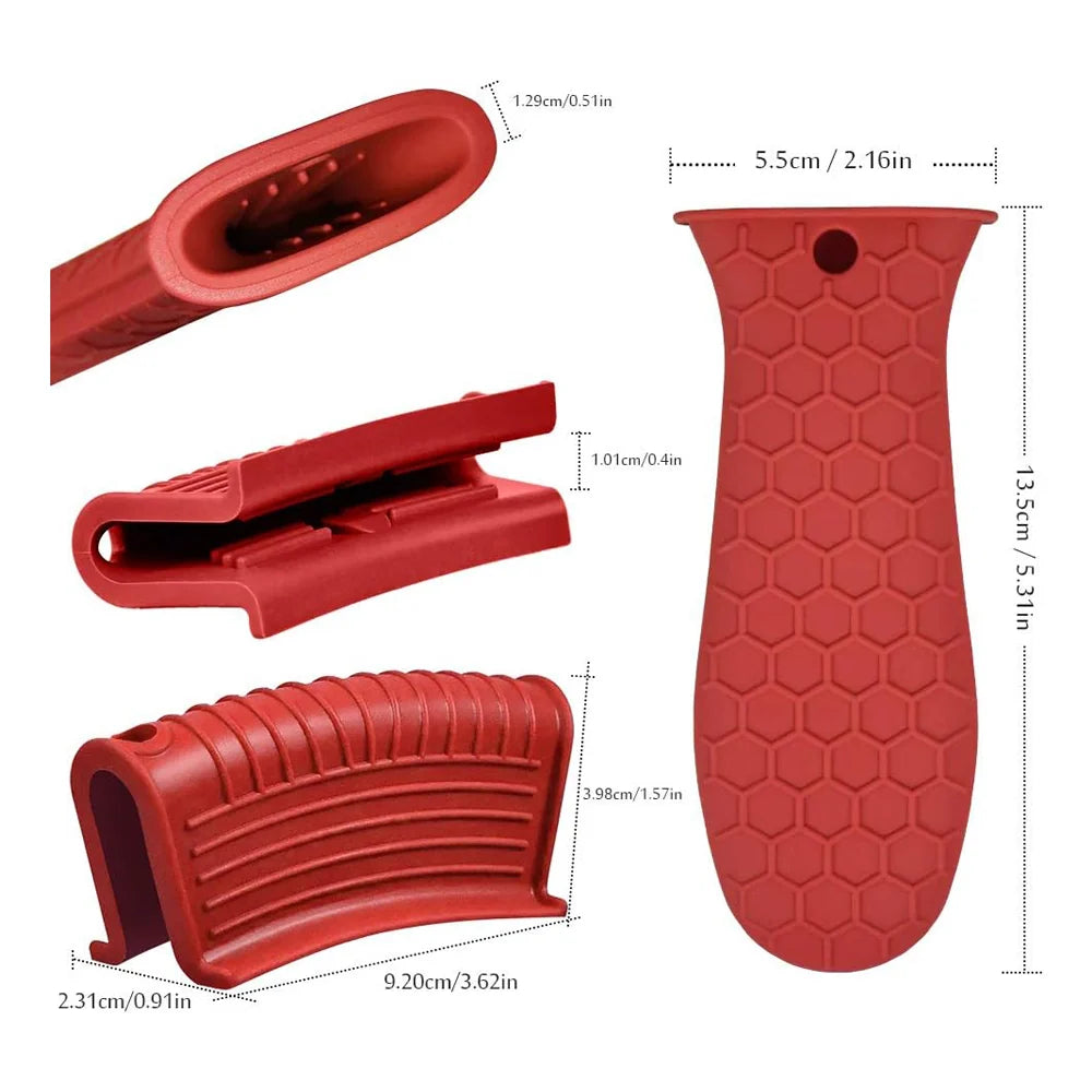 1 Set of 3Pcs,Silicone Hot Handle Holder, Heat Resistant Potholder Cookware Handle Cast Iron Skillets Handles Grip Covers for Cast Iron Skillet