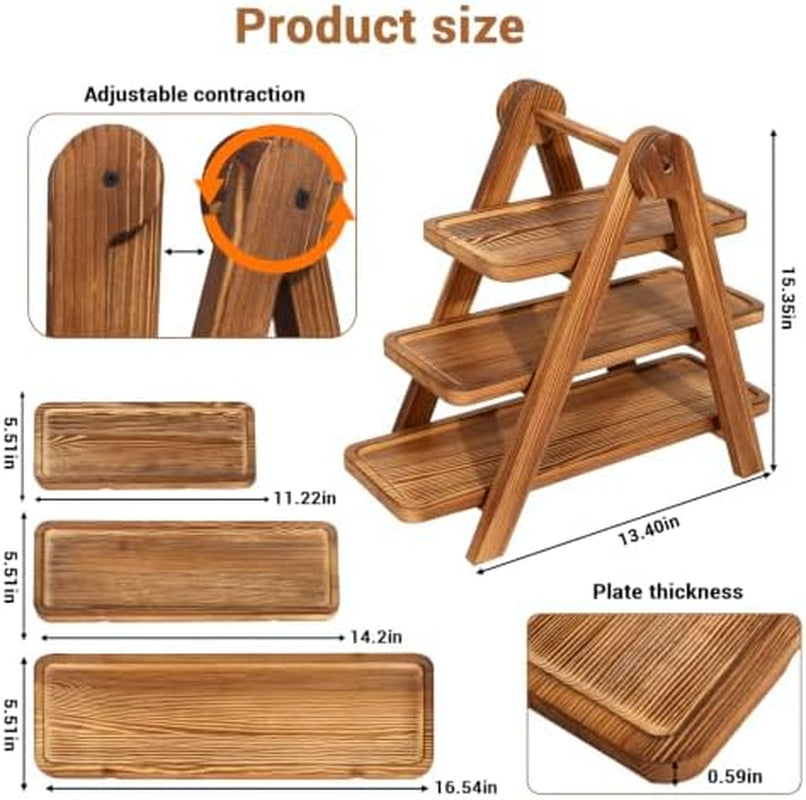3 Tier Wooden Serving Tray Cupcake Stand Dessert Table Display Set