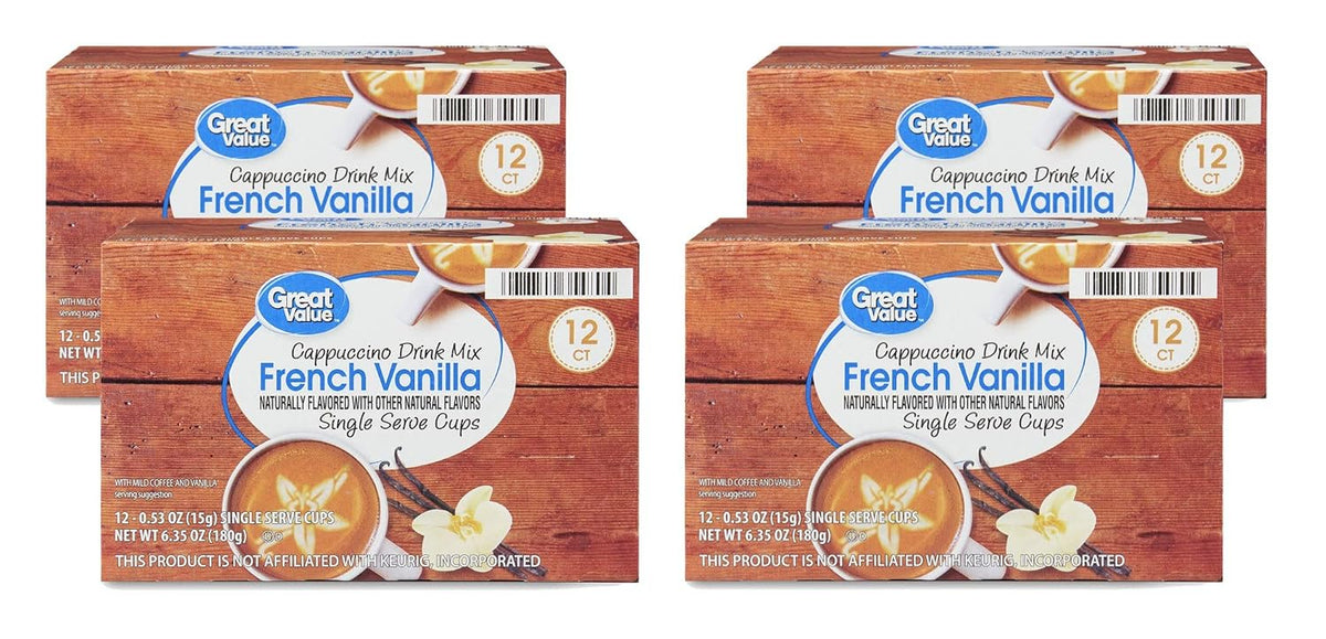 Great Value French Vanilla Cappuccino Single Serve Pods, 12-Count, 4-Pack