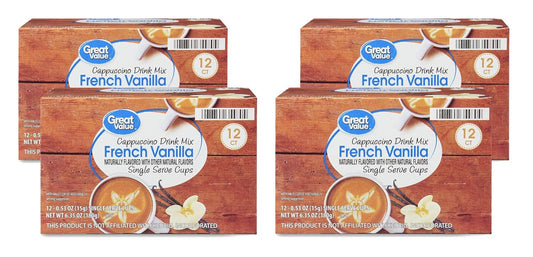 Great Value French Vanilla Cappuccino Single Serve Pods, 12-Count, 4-Pack