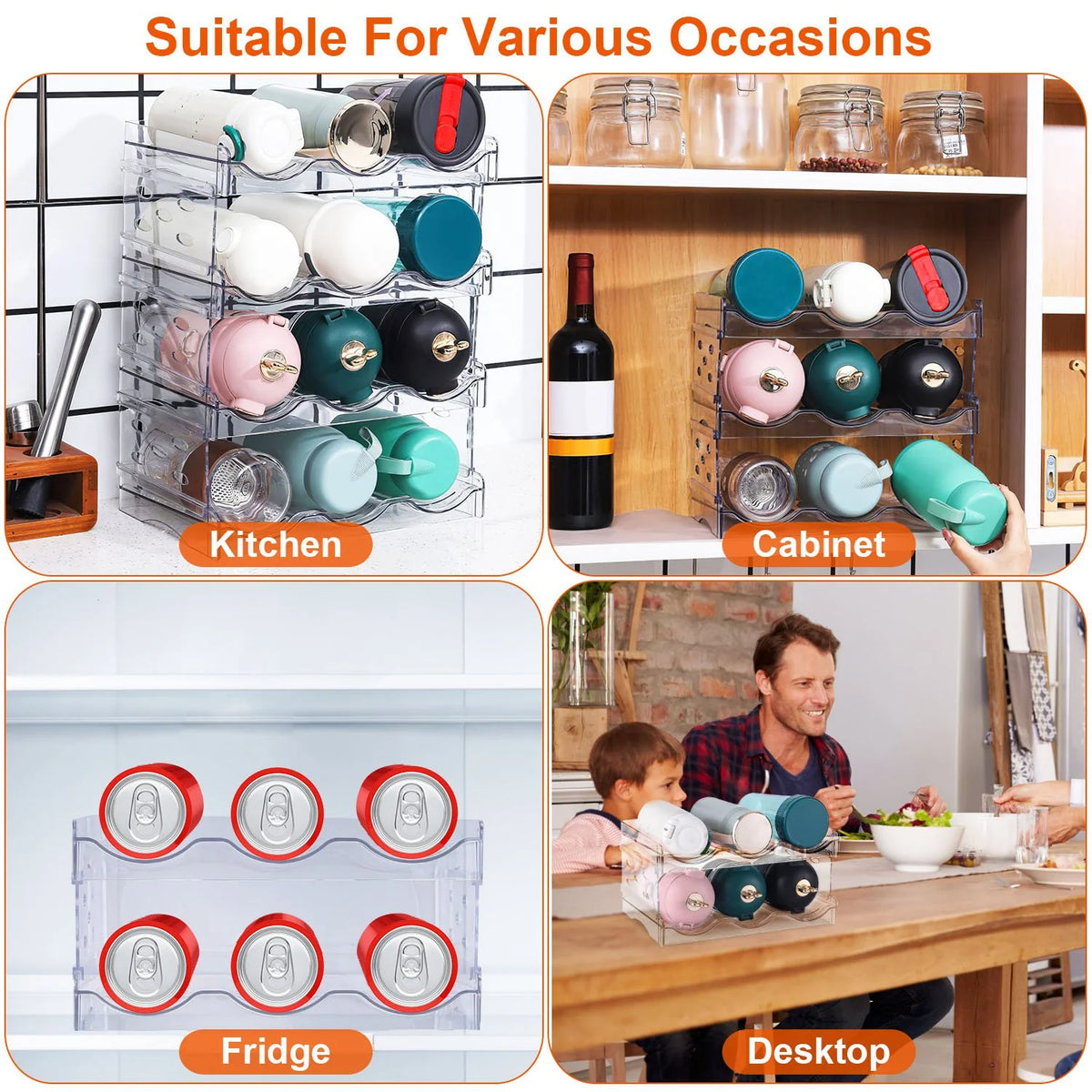 4-tier stackable clear bottle organizer