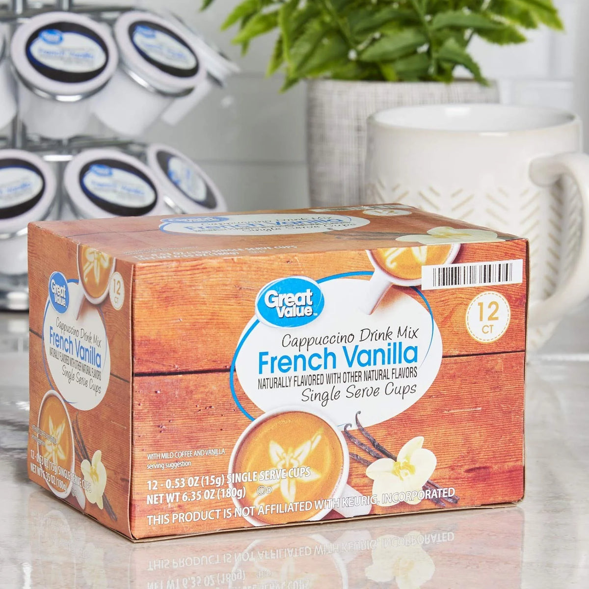 Great Value French Vanilla Cappuccino Single Serve Pods, 12-Count, 4-Pack