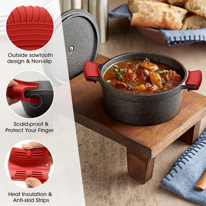 1 Set of 3Pcs,Silicone Hot Handle Holder, Heat Resistant Potholder Cookware Handle Cast Iron Skillets Handles Grip Covers for Cast Iron Skillet
