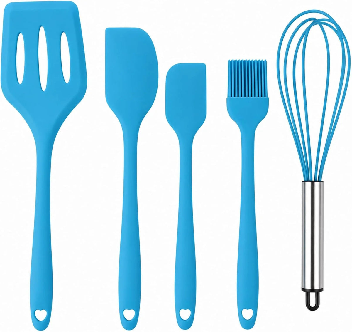 5-Piece Silicone Kitchen Utensil Set — Spatula, Turner, Whisk & Brush