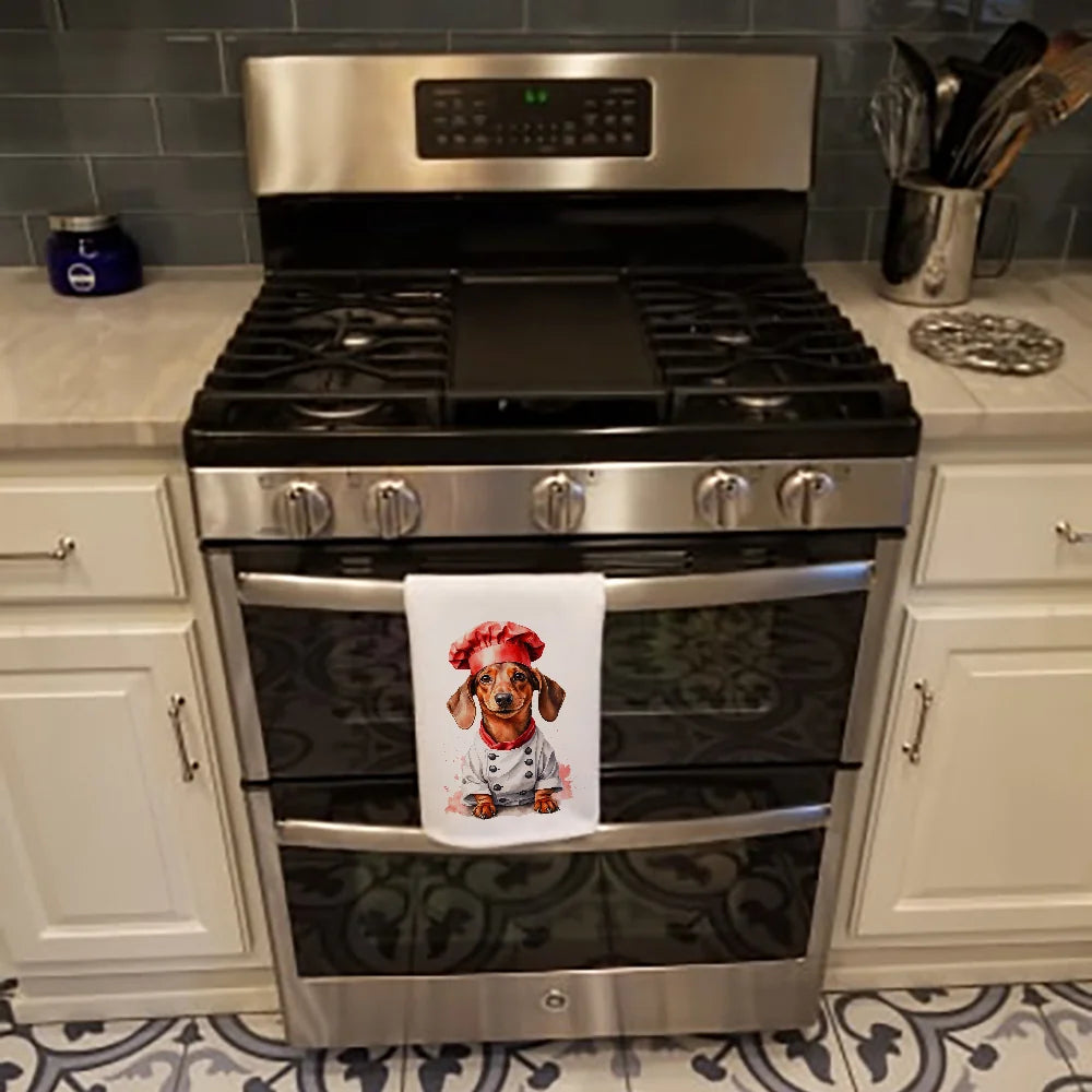 Dachshund chef kitchen towel set of 2