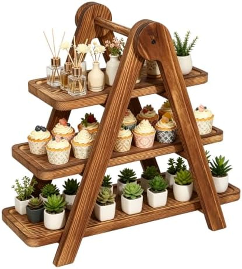 3 Tier Wooden Serving Tray Cupcake Stand Dessert Table Display Set