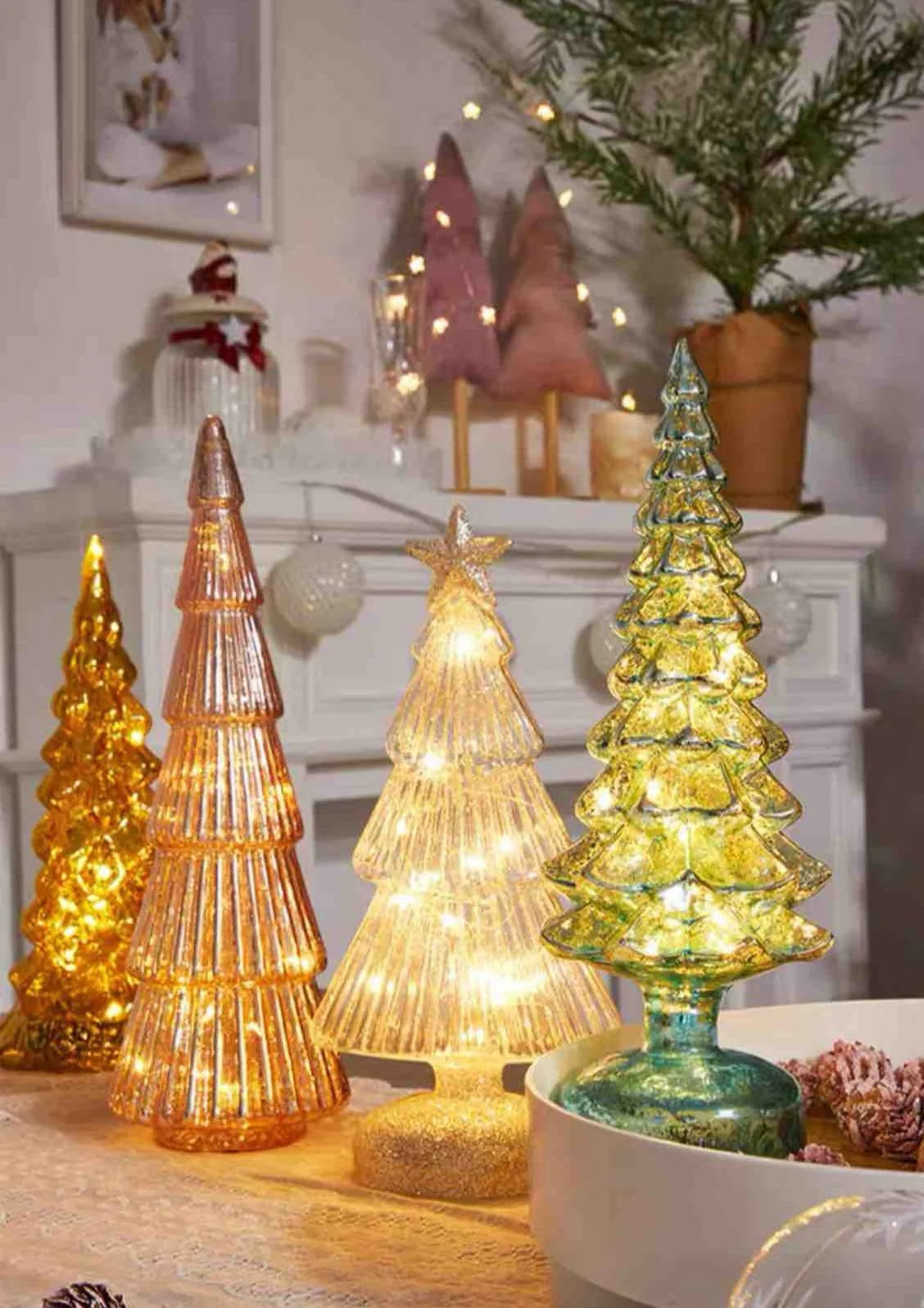 Sparkling Christmas Tree Led Light, Elegant Table Setting & Tablescape Decor Centerpiece