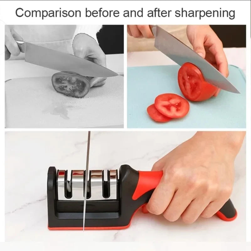 Quick Knife Sharpening Tool - Non-Slip Base Kitchen Sharpener for Home Outdoor Camping Chef Knives