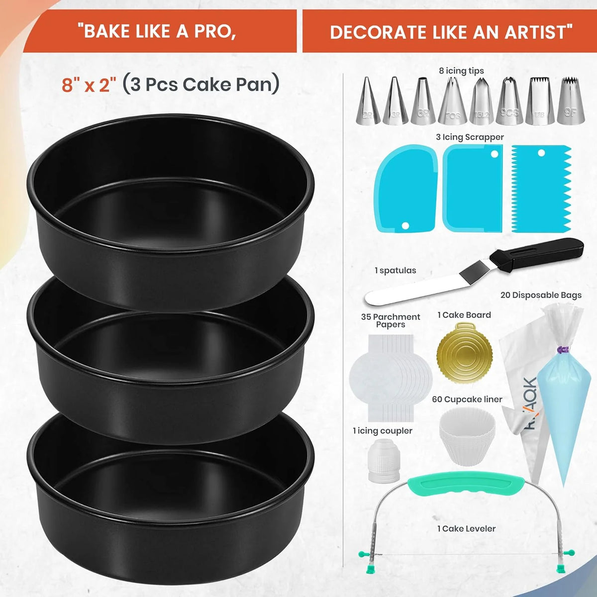133-piece cake pan and decorating kit
