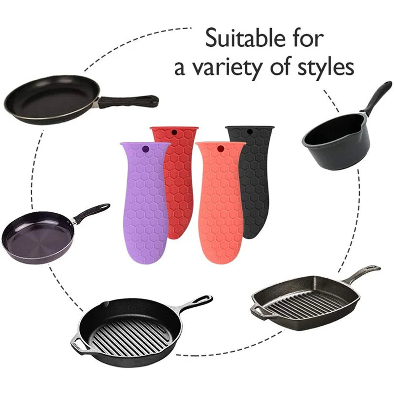 1 Set of 3Pcs,Silicone Hot Handle Holder, Heat Resistant Potholder Cookware Handle Cast Iron Skillets Handles Grip Covers for Cast Iron Skillet