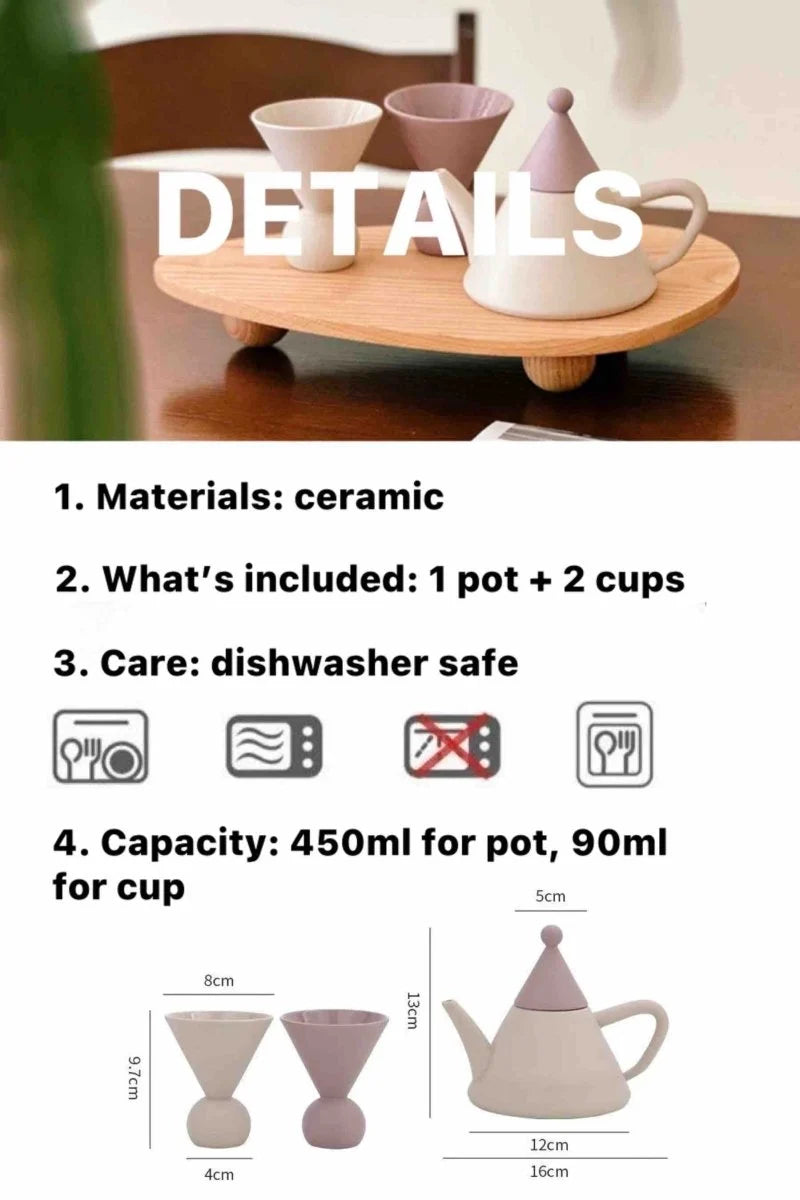 Morandi Ceramic Tea Set Gift Box - Nordic Handmade Cute Teapot & Tea Cups Set of 3 Pcs ( $26.6 Each )
