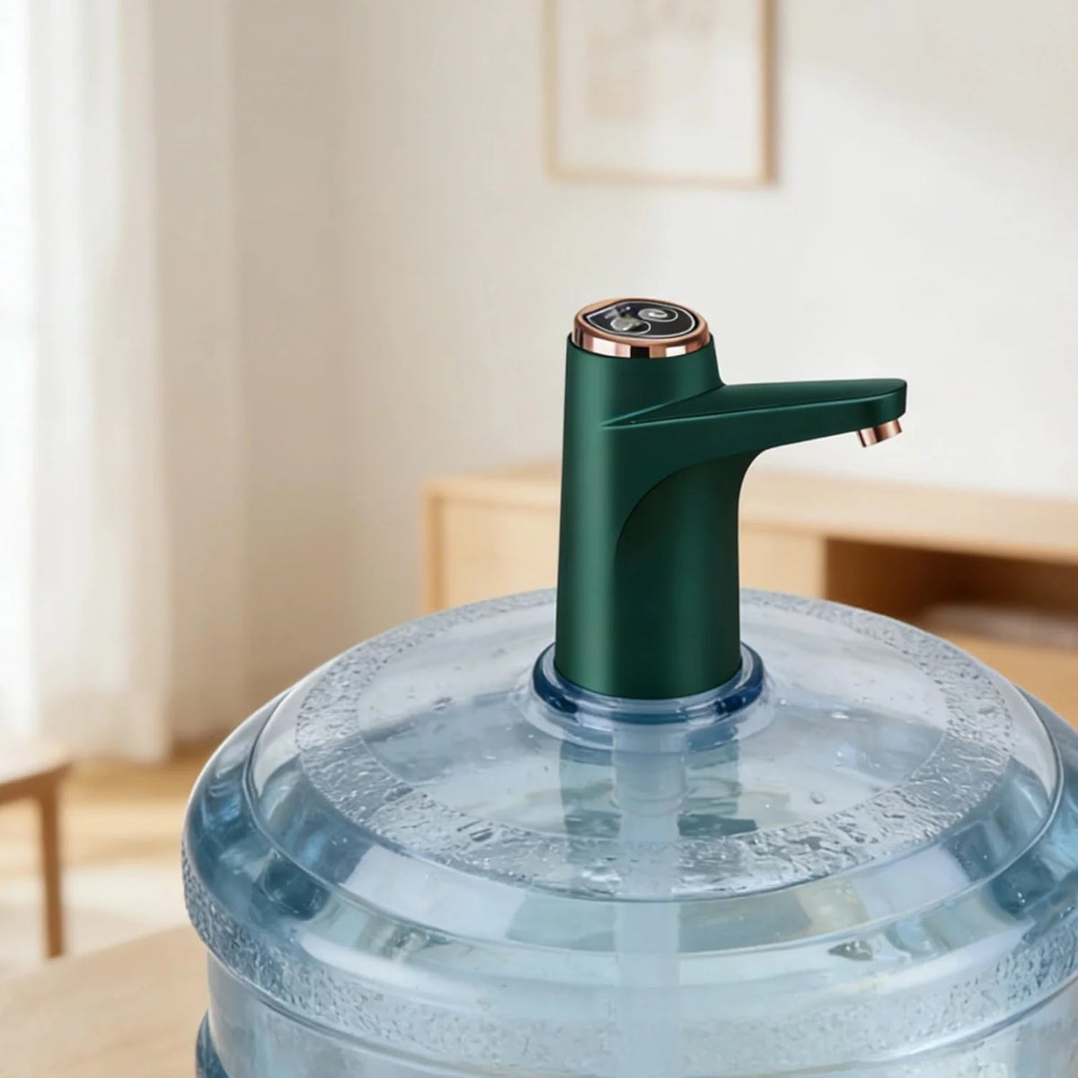 Electric Water Bottle Pump, Dual Button Automatic Water Dispenser, USB Rechargeable, Green