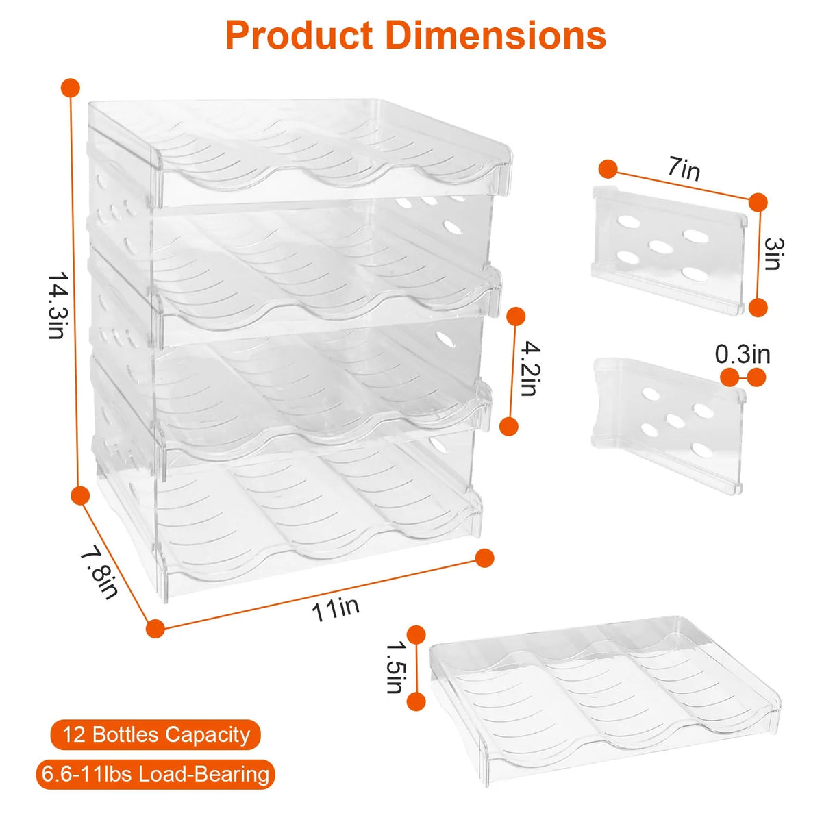 4-tier stackable clear bottle organizer