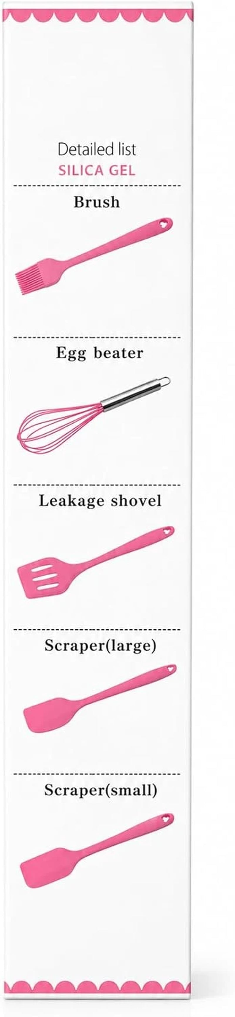 5-Piece Silicone Kitchen Utensil Set — Spatula, Turner, Whisk & Brush