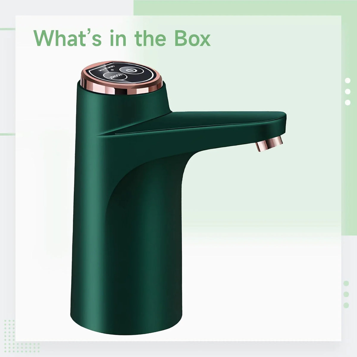 Electric Water Bottle Pump, Dual Button Automatic Water Dispenser, USB Rechargeable, Green