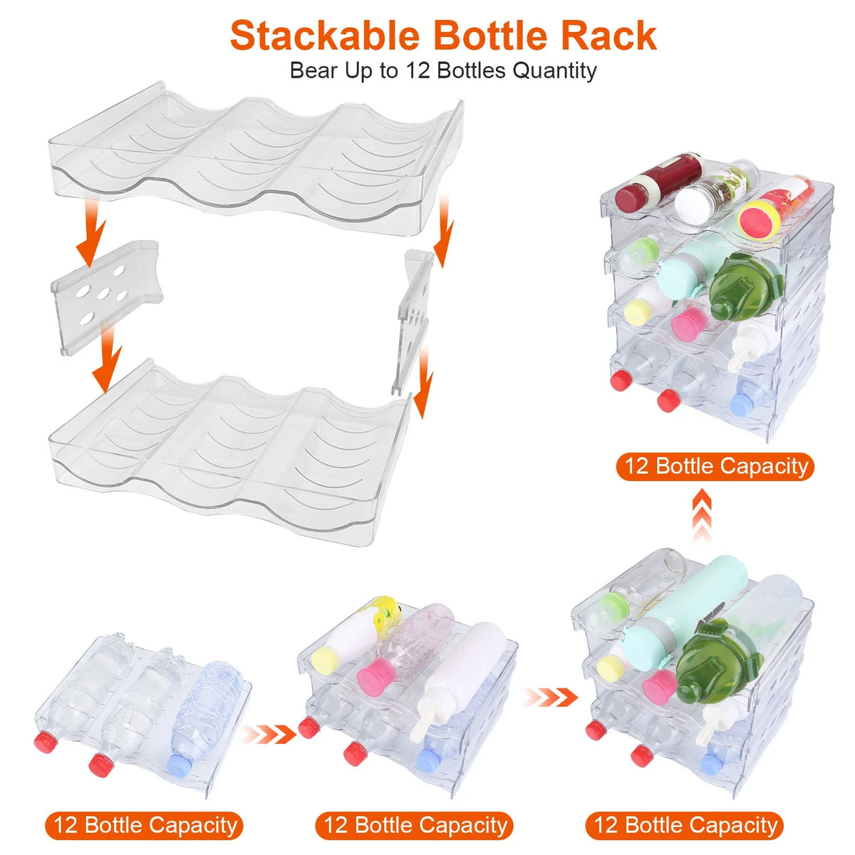 4-tier stackable clear bottle organizer